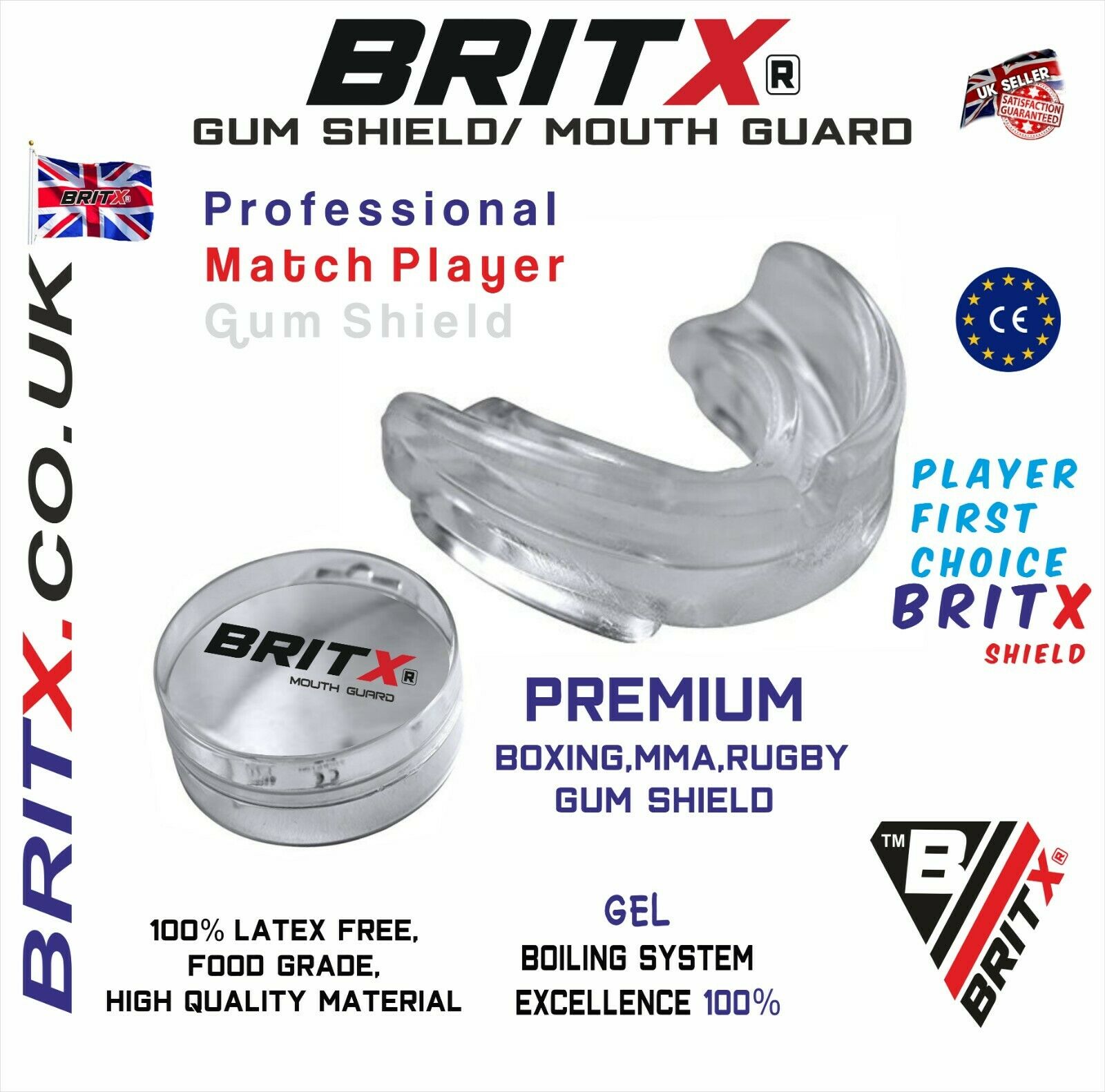 UK Gel Gum Shield Mouth Guard Kids Junior MMA Impact Boxing Rugby Teeth Protect 